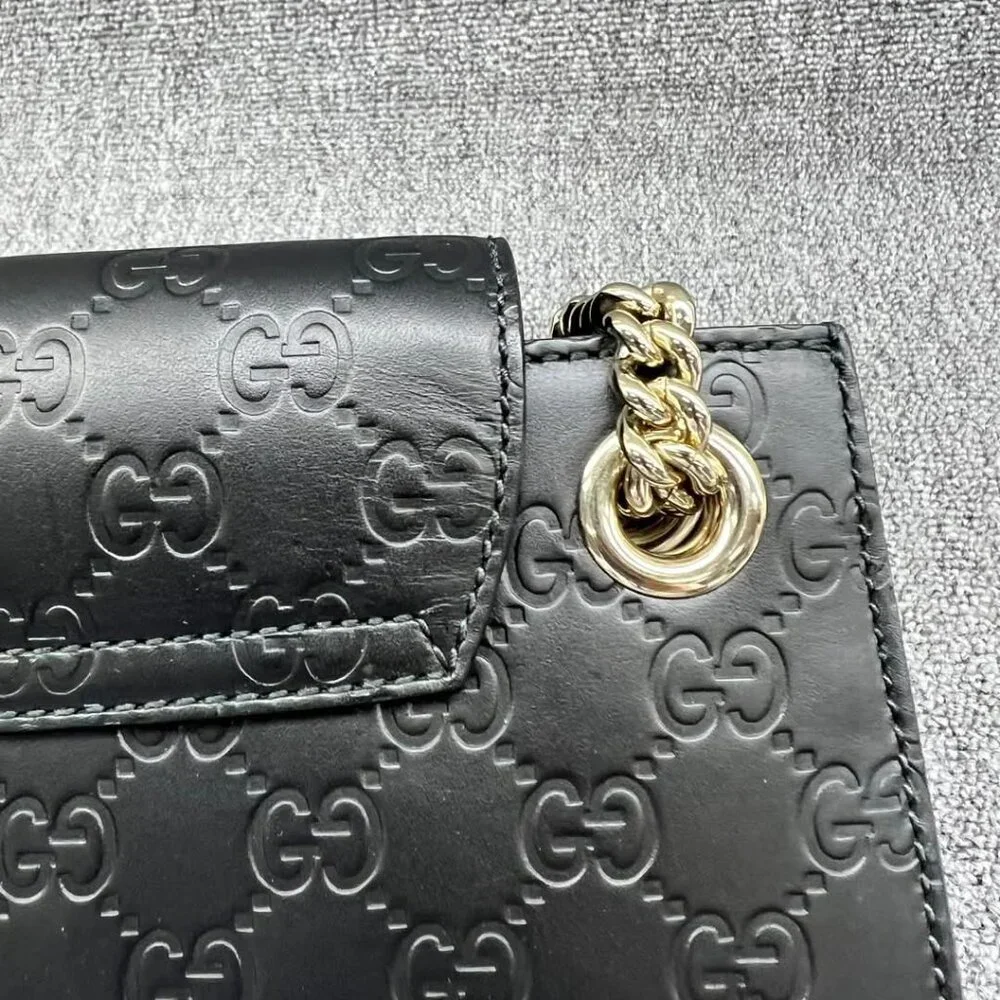 GUCCI Emily Black Leather Shoulder Bag 620-032825 - Picture 9 of 14